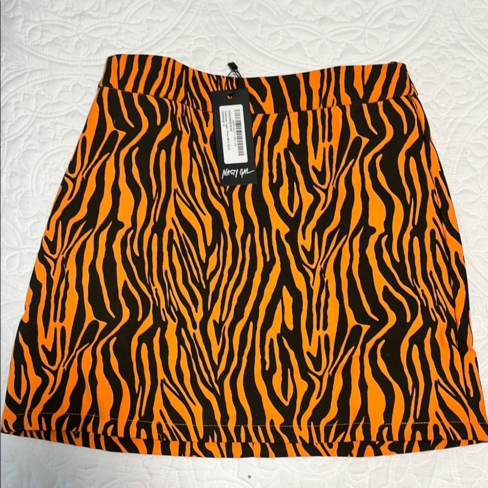 Nasty Gal Orange Black Mini A-Line Skirt